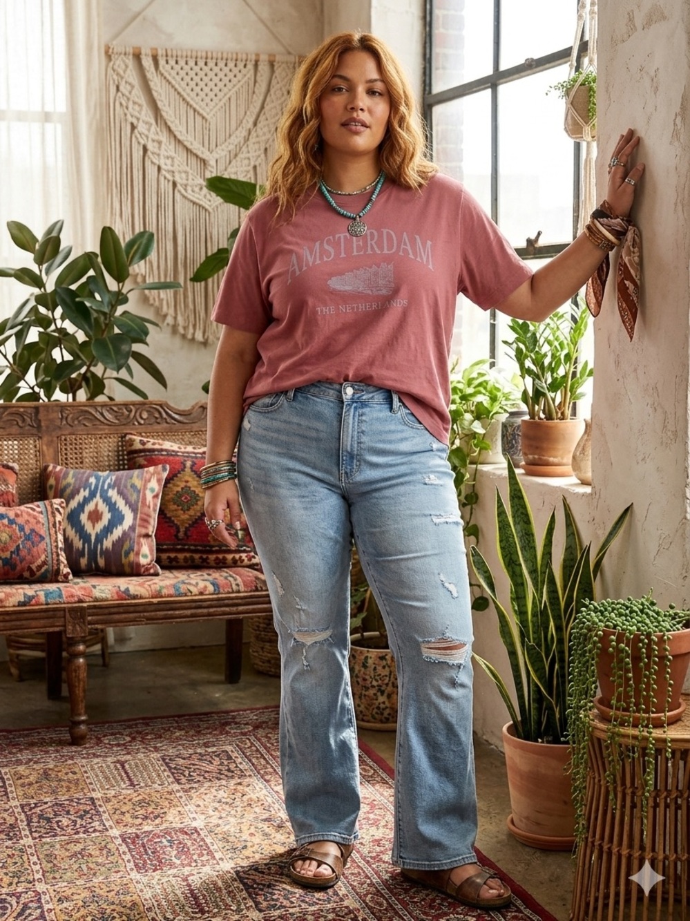 Nwt American Eagle Outfitters Dusty Rose Amsterdam Graphic Tee medium